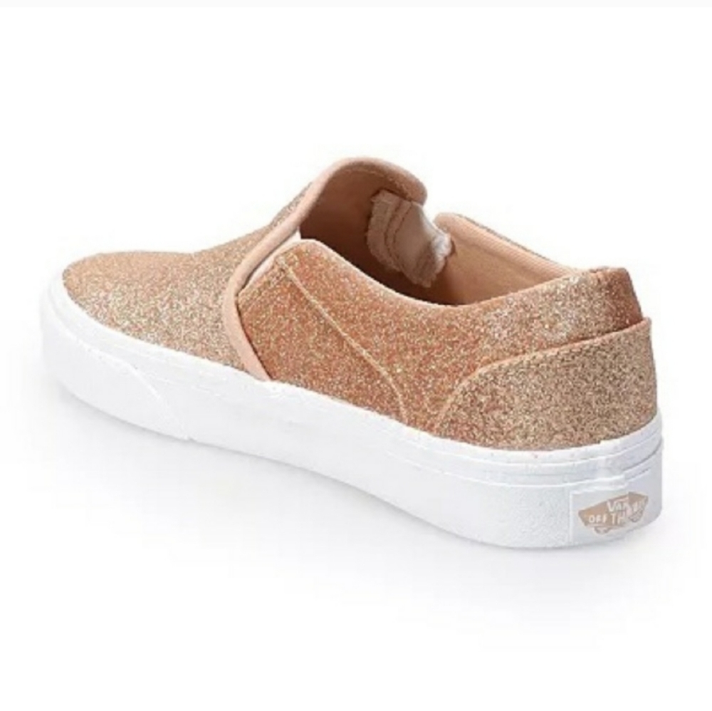 Vans Asher Sidewall Glitter Gold Womens Sneakers NEW - Picture 3 of 4